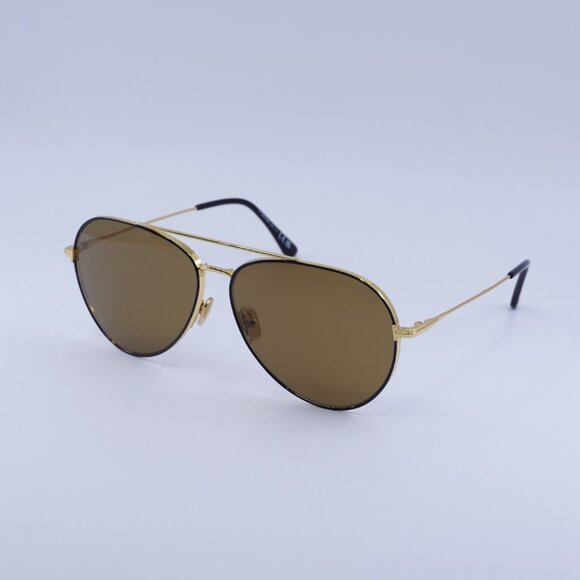 🕶️ New Tom Ford Dashel 02 FT0996 01J Sunglasses - Gold Frame, Brown Lenses